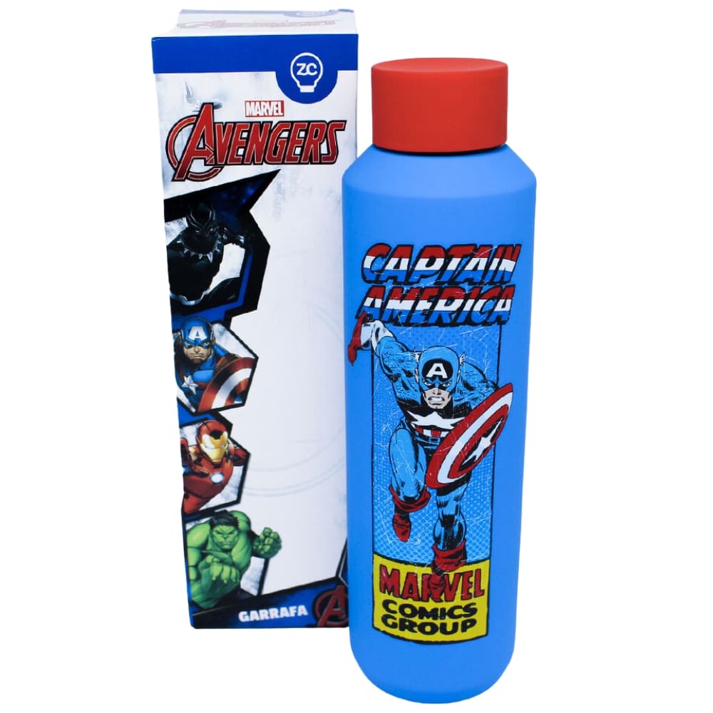 Garrafa Capitão América Térmica 6 Horas 600ml Oficial Marvel