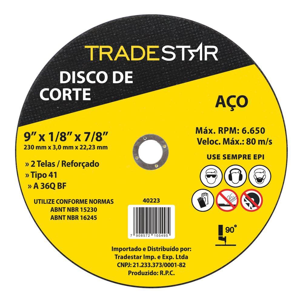 Disco de Corte Metal 9&quot; 230x3,0 mm Furo 22/23 mm