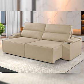 Sofá Retrátil e Reclinável 4 Lugares 250cm M180 Yescasa Linho/Bege Escuro