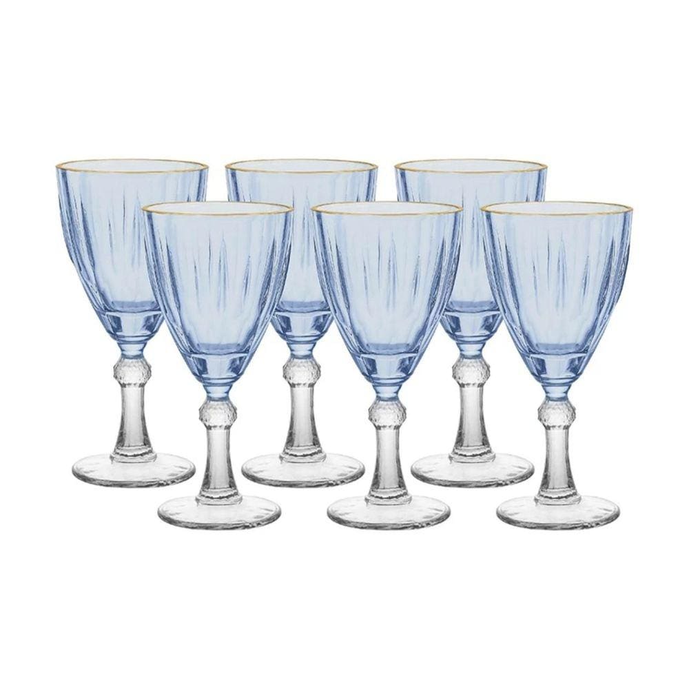 Taça Água e Vinho Domnici Azul 275ml 6peças