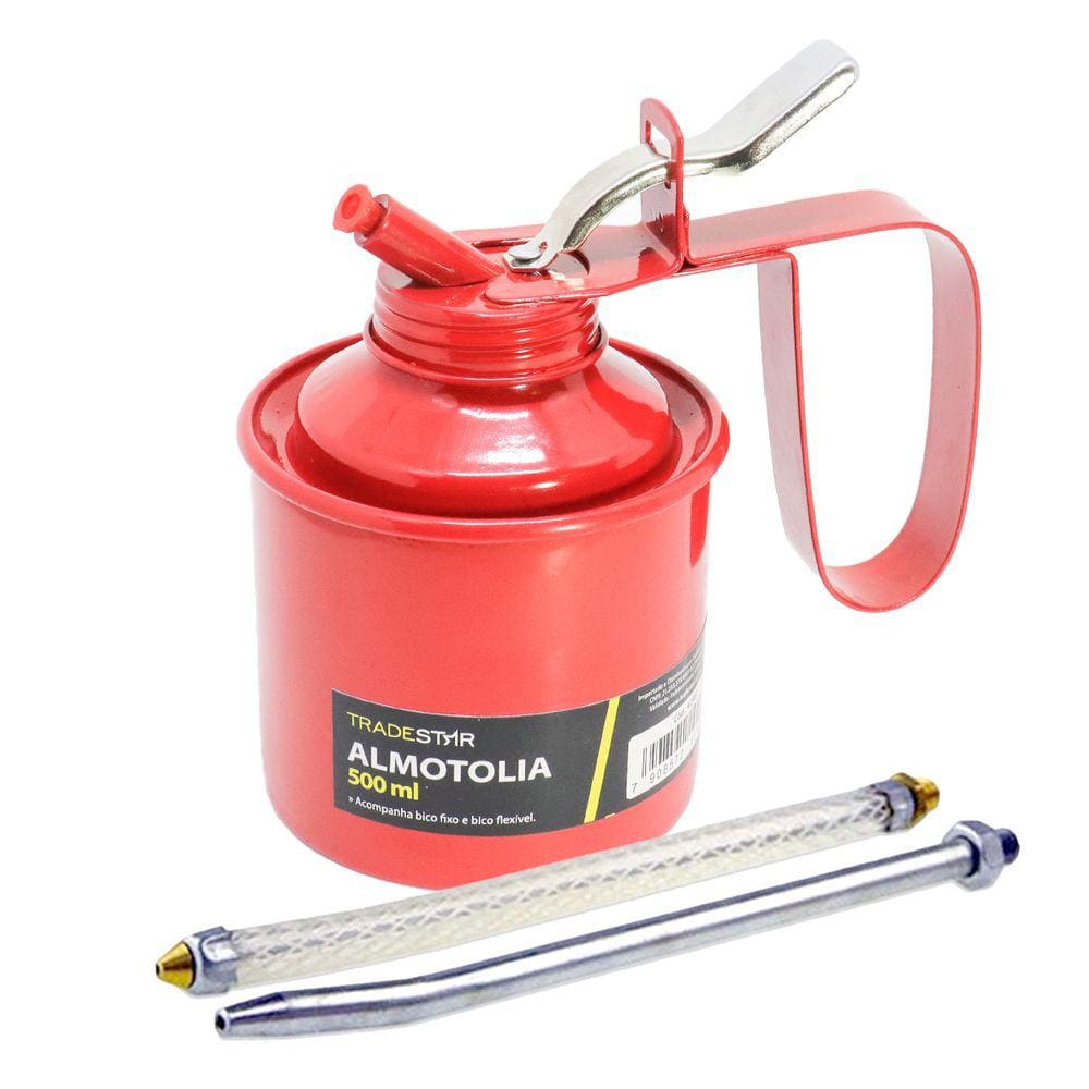 Almotolia Profissional Metal 500 ML Bomba Óleo Com 2 Bicos