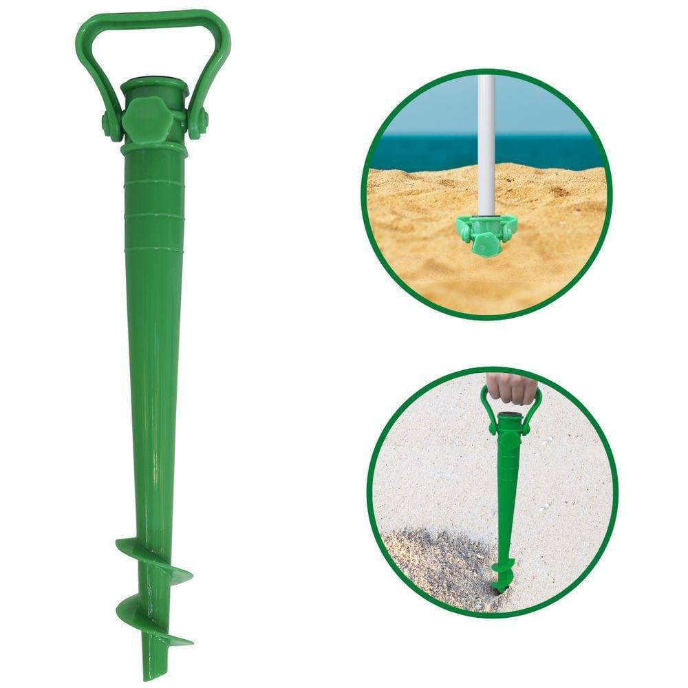 Suporte Guarda Sol Praia Porta Vara Pesca Furador Saca Areia 38 cm Importway Iwsasgsvd Verde