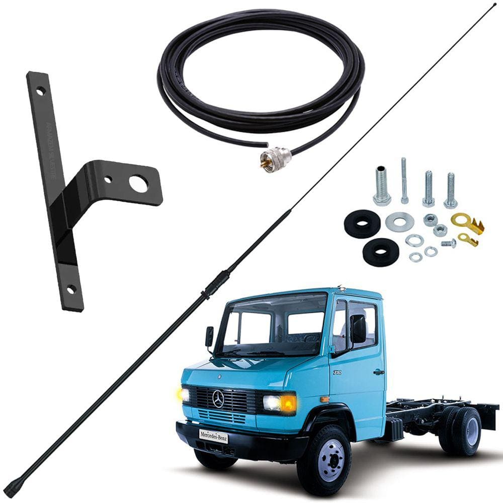 Antena Px Argentina Alongador 60cm Black Cabo Mb Mercedinho Lado Motorista