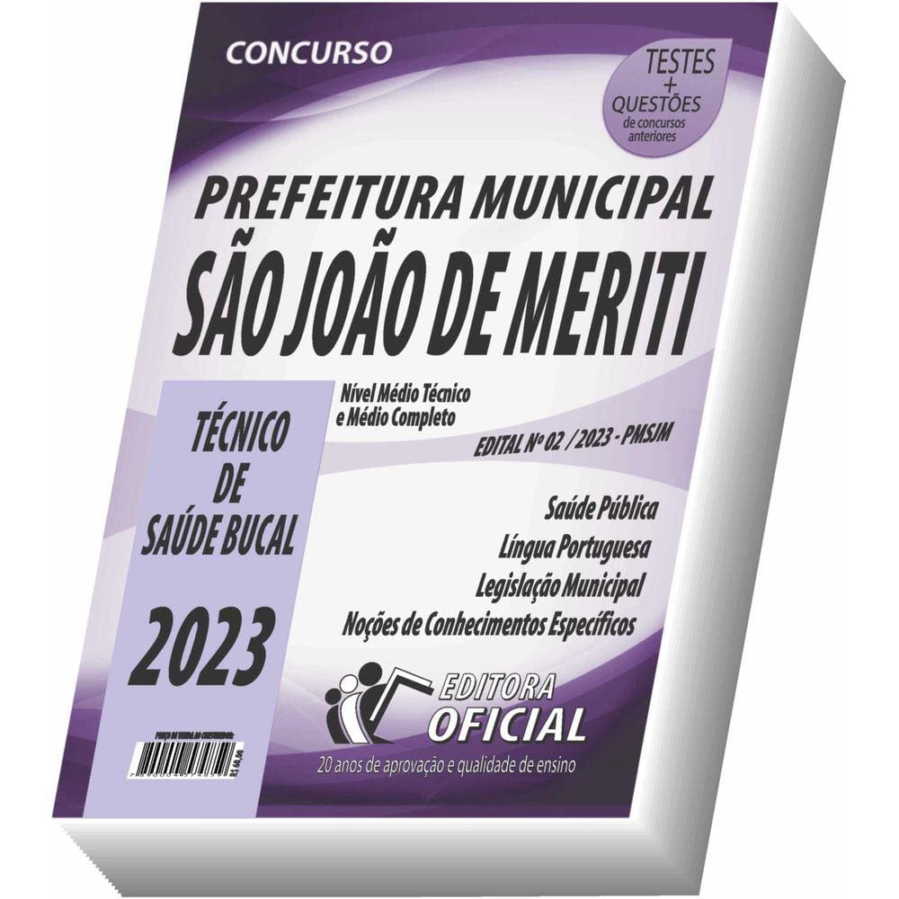 Apostila Prefeitura de São João de Meriti - RJ - Técnico de Saúde Bucal