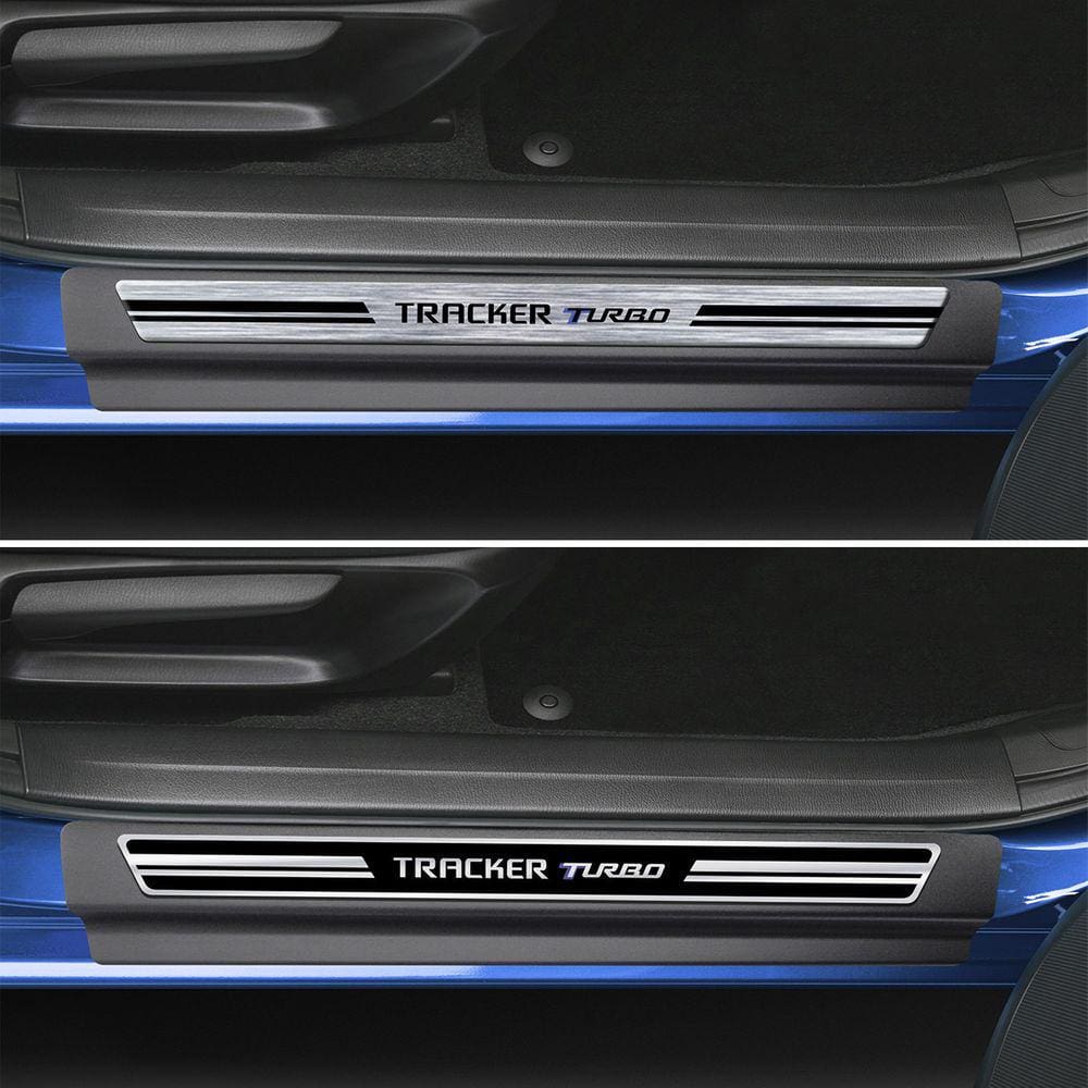Jogo Soleira Premium Elegance Chevrolet New Tracker Turbo 2020 Em Diante - 4 Portas ( Vinil + Resinada 8 Peças )