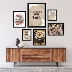 Kit Quadros Decorativos Cantinho do Café c/ Vidro