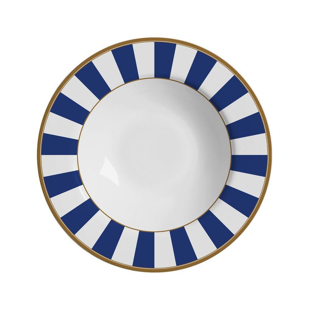 Conjunto com 6 Pratos Fundo Stripe Azul Ø25cm