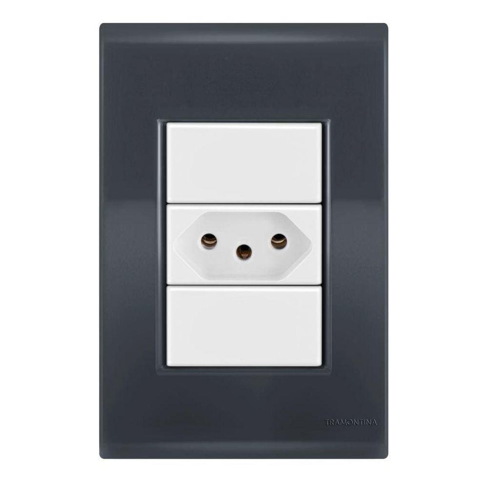 Conjunto 1 Tomada 10A - Tramontina Liz Grafite / Branco