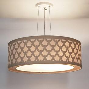 Luminária de Teto Pendente Trama Cúpula Dupla 50x16cm Cru