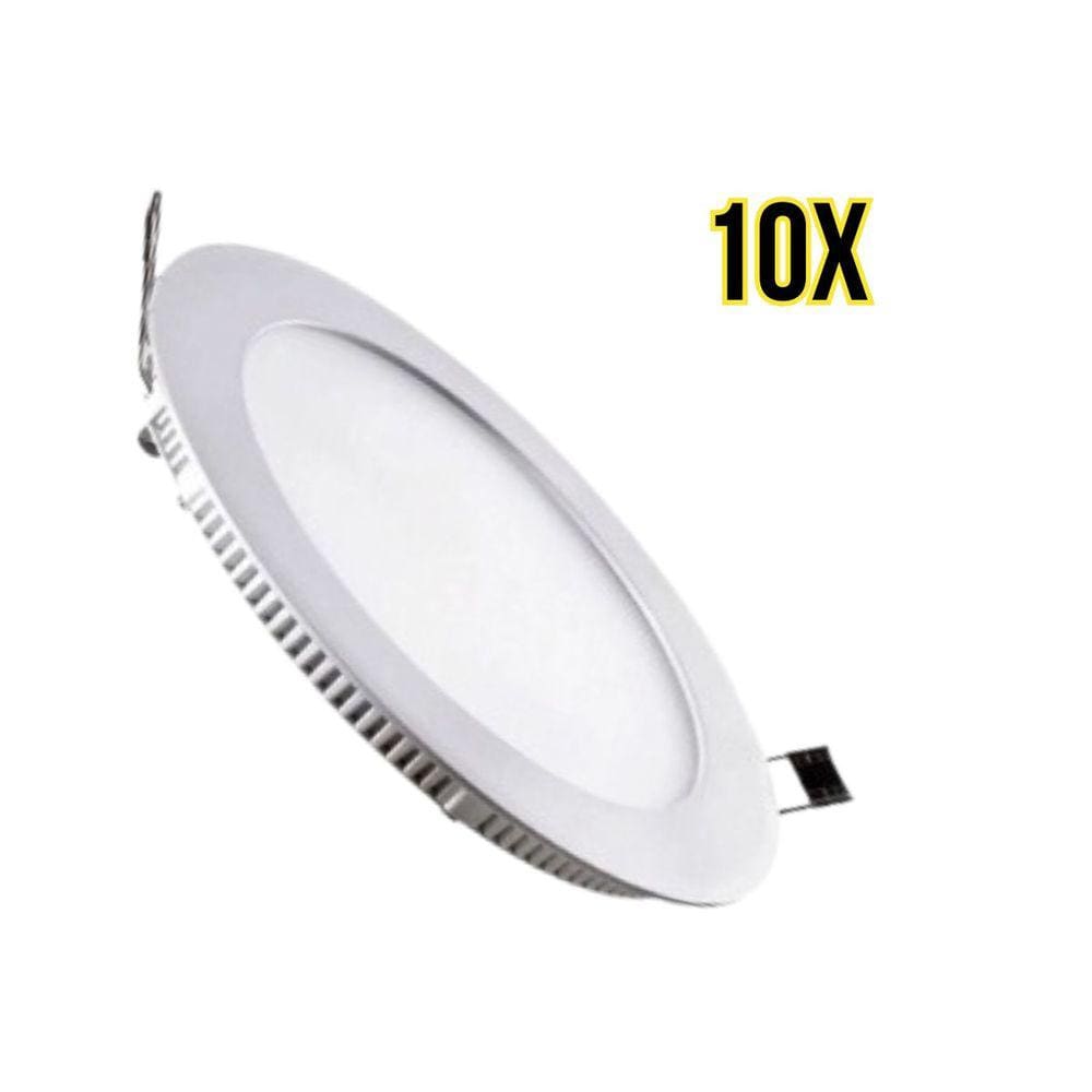 Kit C/10 Peças Painel Plafon Led Embutir Redondo 18w 6.4k Branco Frio Ourolux