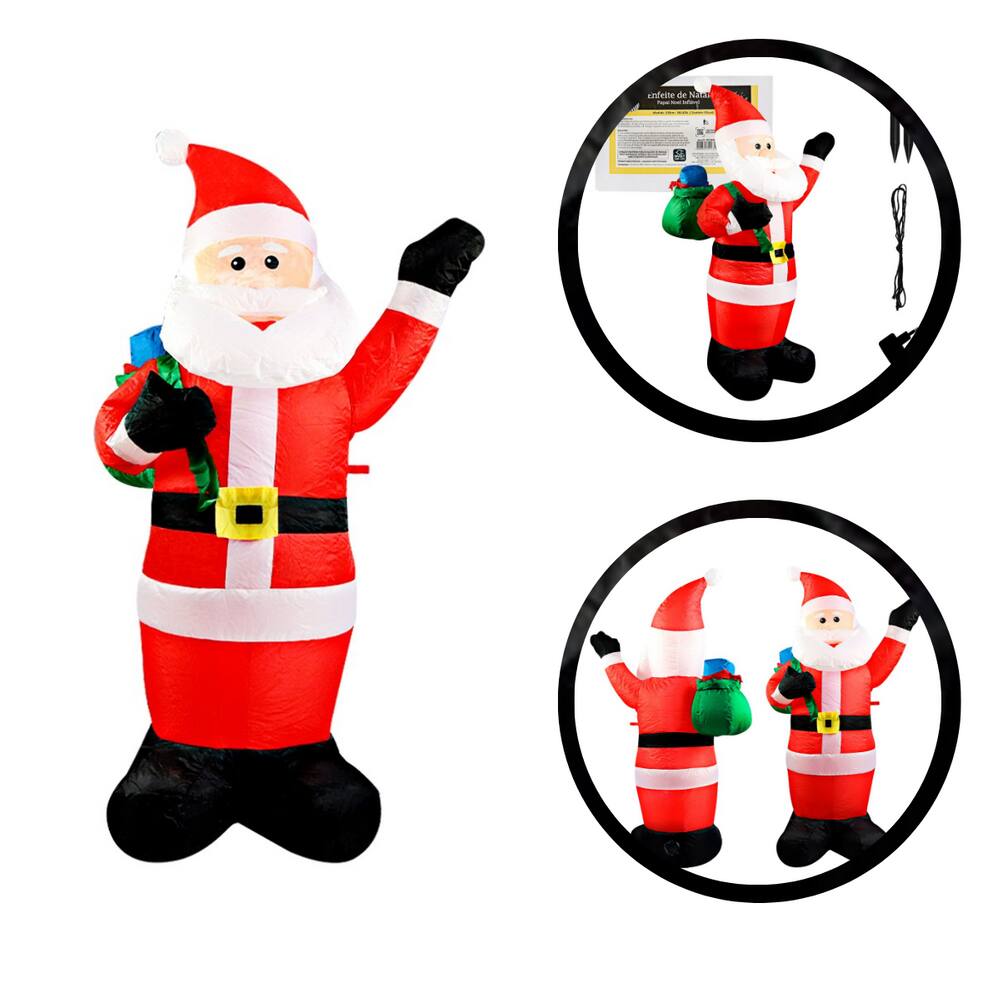 Decoração Papai Noel Inflável Grande LED Jardim Bivolt Natal
