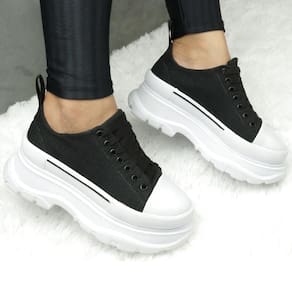 Tênis Sophia Plataforma Feminino com Elevação Estilo Unico no seu look Preto