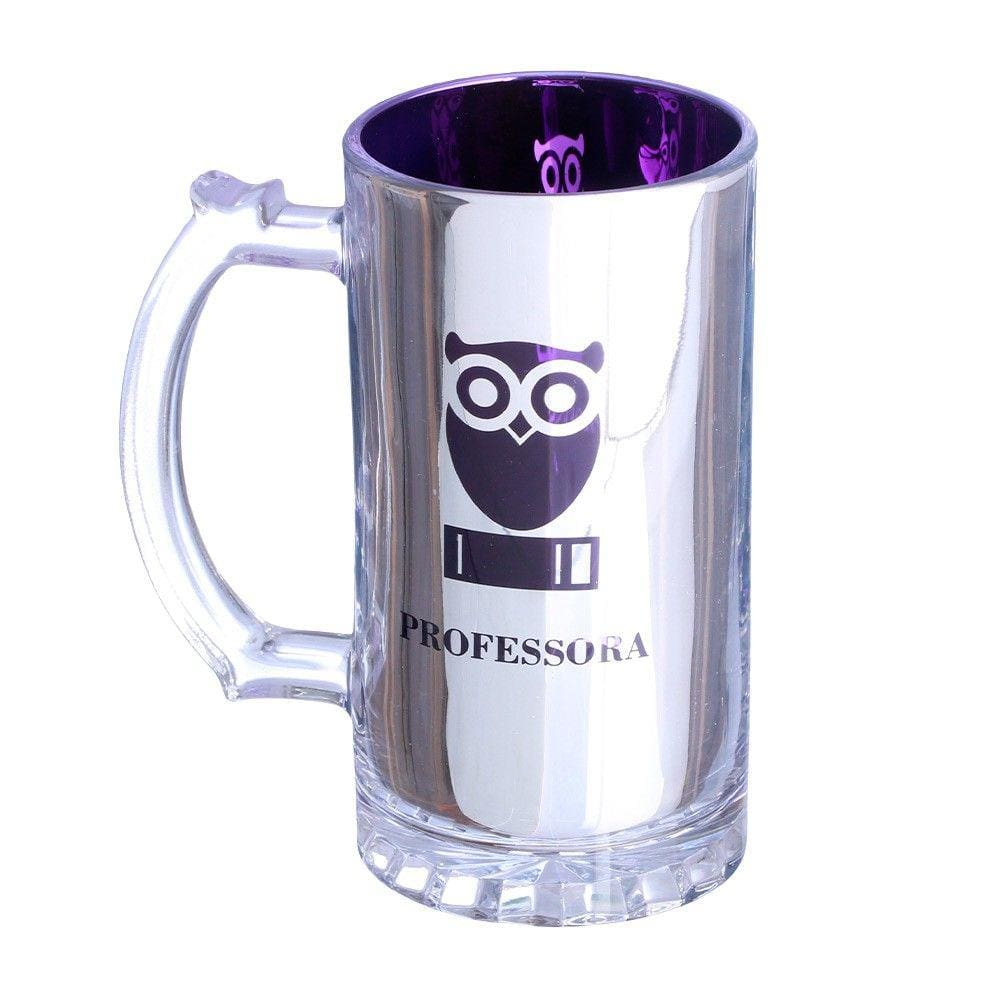 Caneca Profissões Professora Chopp De Vidro Eletrostática 450ml