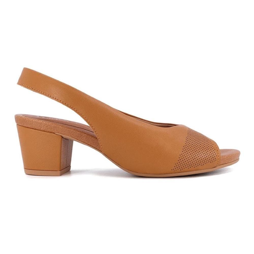 Sandália Slingback Usaflex Feminina Couro Laser Y8214