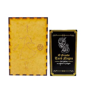 Kit O Grande Tarot Negro 78 Carta e Porta Tarô Caixa Madeira