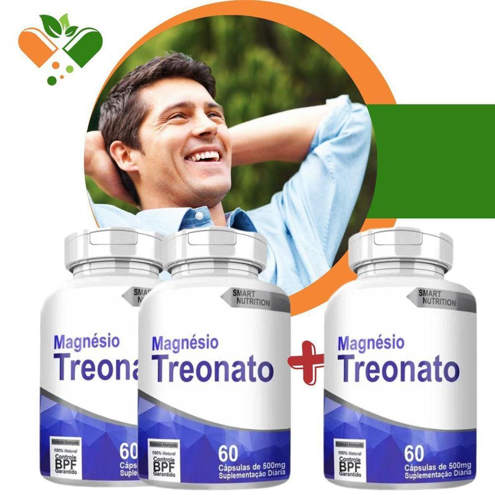 Magnésio Treonato 500mg 60 Cápsulas - Kit 3