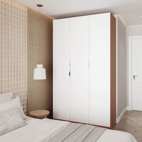 Guarda Roupa Modulado 3 Portas com Cabideiro Hera CabeCasa MadeiraMadeira Louro/Branco Geada/Preto