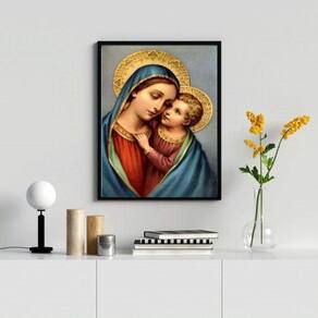 Quadro Nossa Senhora 24x18cm - Vidro e Moldura Branca