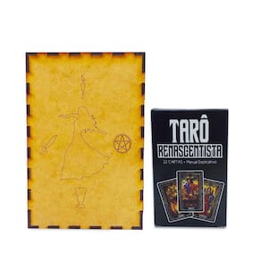 Kit Tarot Renascentista 22 cartas e Porta Tarô Caixa Madeira