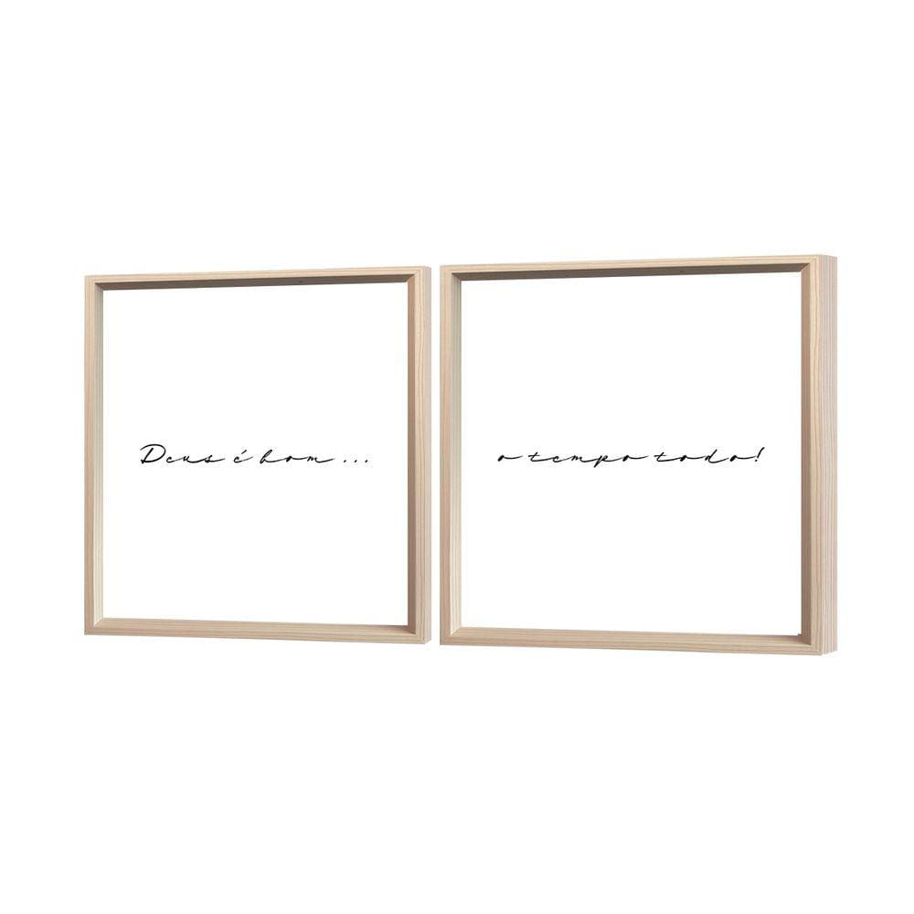 Dupla de Quadros Decorativo Minimalista Frase Religioso Sala
