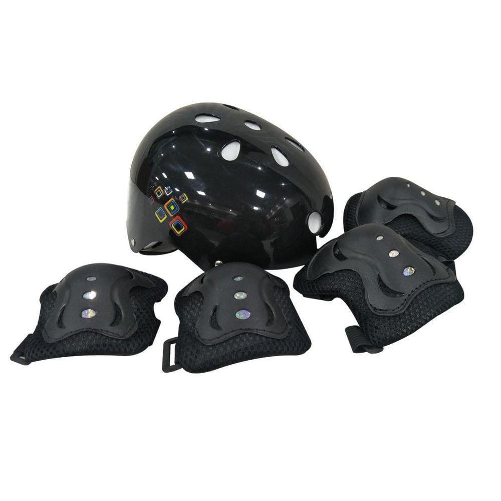 Kit Proteção Capacete Joelheira E Cotoveleira Preto Unitoys
