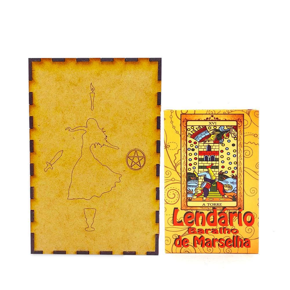 Kit Lendário Baralho de Marselha e Porta Tarô Caixa Madeira