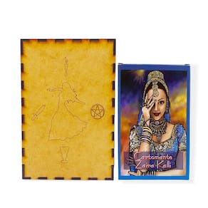 Kit Baralho Cartomante Zaira Kali e Porta Tarô Caixa Madeira