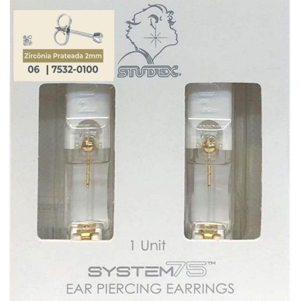 Brinco Studex System 75 Adulto Zircônia Prateada 2Mm - 06