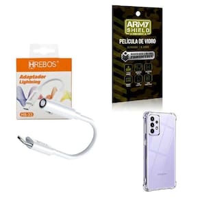 Capa Samsung A52S5G + Adaptador P2 Para Tipo C + Película 3D