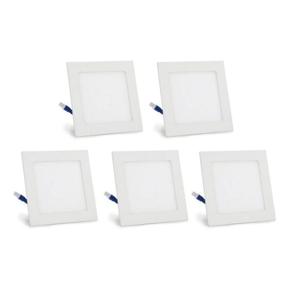 Kit 5 Painel Embutir Quadrado 24W Branco Frio - 29,2x29,2cm