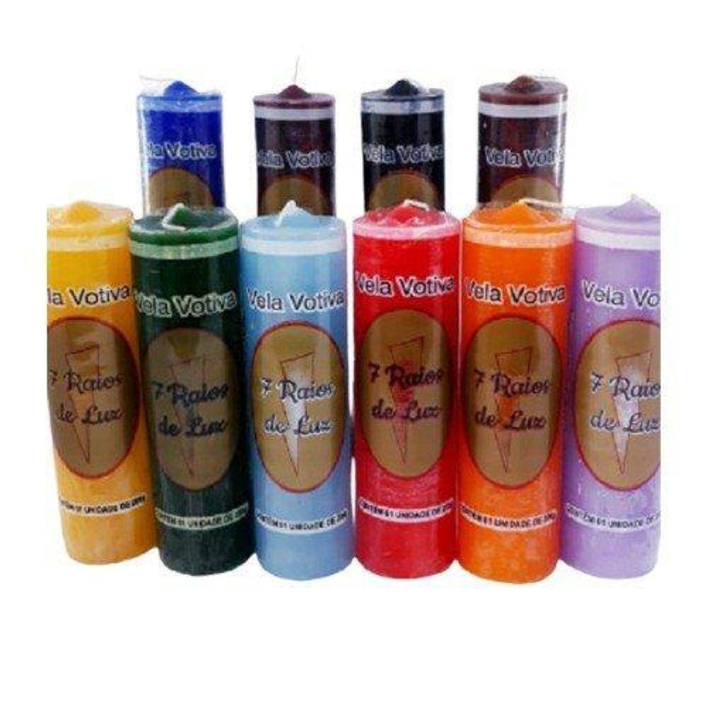Kit 12 Velas Votivas 7 Dias Coloridas - 260 Gr Cada