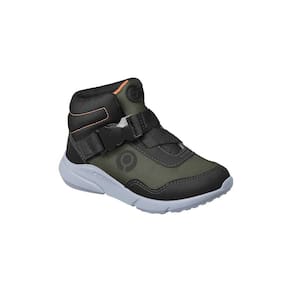 Tênis Cano Alto Infantil Masculino Ortopé Sport Comfort Fecho Engate Preto e Verde Militar