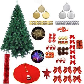 Árvore De Natal Verde 1,20M 220 Galhos 91 Itens Pisca 110V