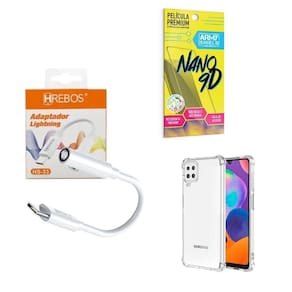 Capinha Samsung A12 + Adaptador P2 Para Tipo C + Película 9D