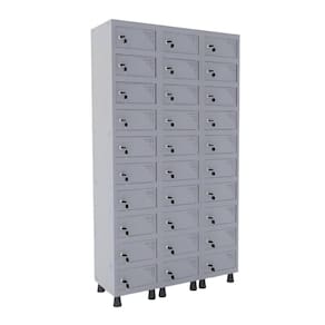 Armario Porta Objetos 30 Portas Cinza Com Fechadura Pandin