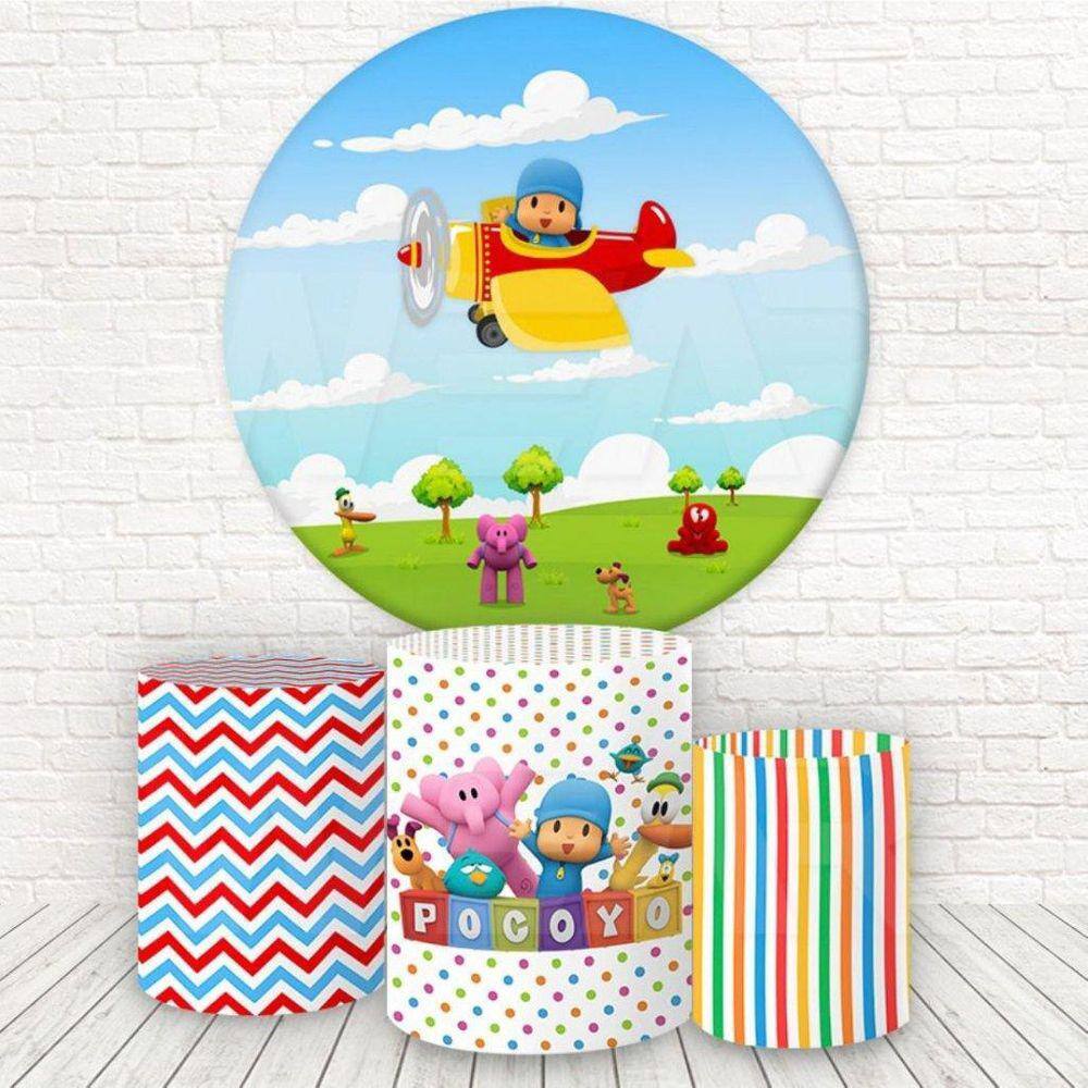 Painel Redondo E Capas 3D Sublimado Pocoyo Fkpc-073
