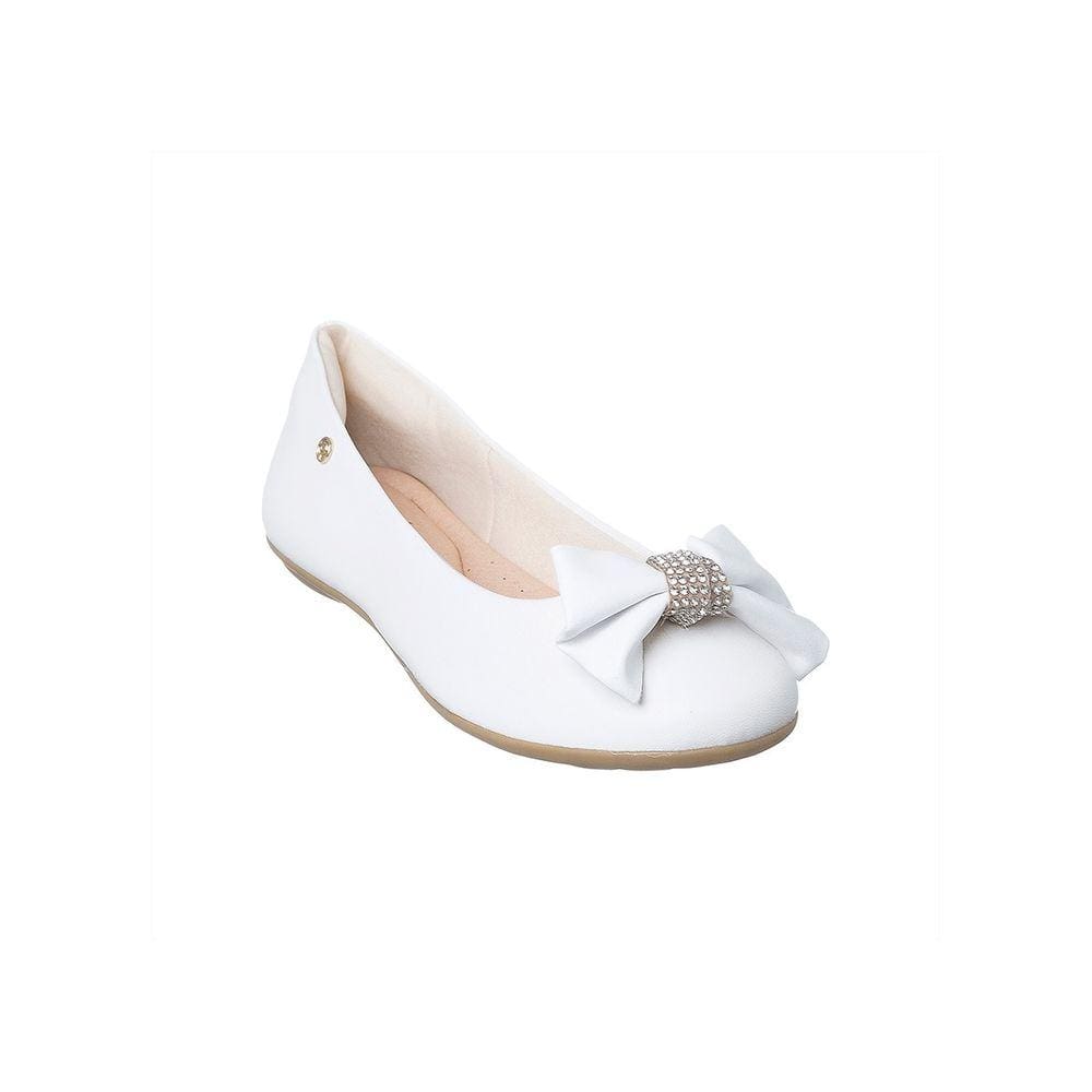Sapatilha Infantil Ortopé Secret Laço com Strass Branca