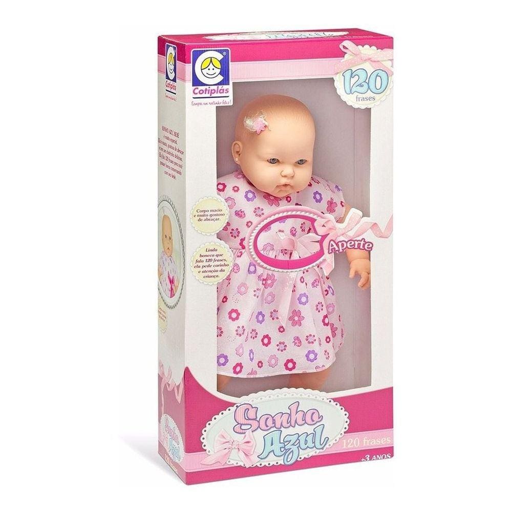 Boneca Bebê Sonho Azul Brincando Com As Frases Cotiplás - 2072