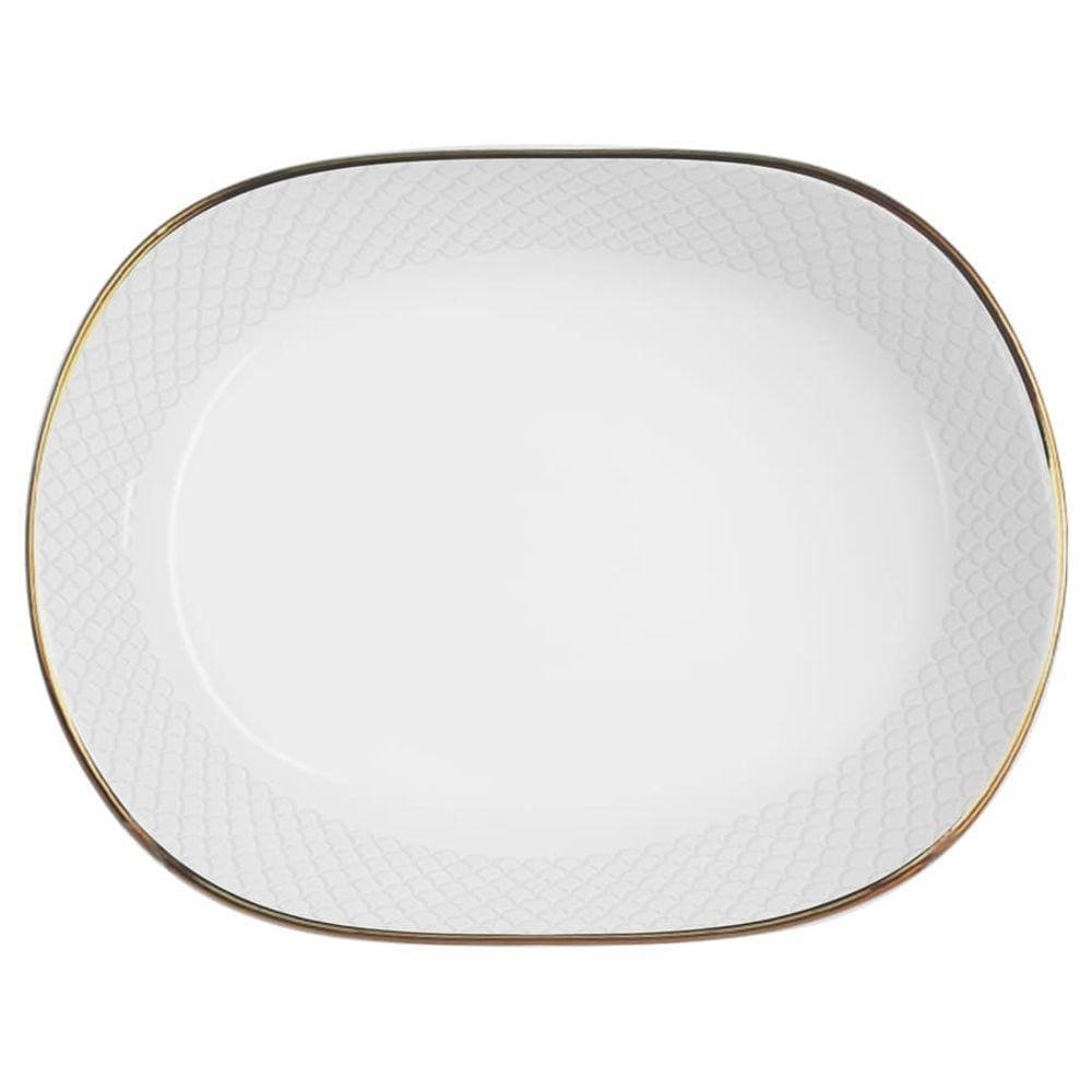 Travessa Relevo Ouro 34cm em Cerâmica Alleanza