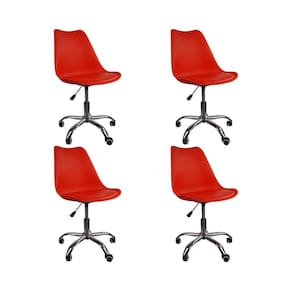 Kit 04 Cadeiras Office Base Cromada Giratória Saarinen