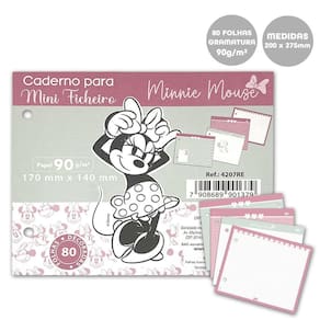 Refil Mini Fichário 17X14Cm 2 Furos 80Fls Minnie Mouse Dac
