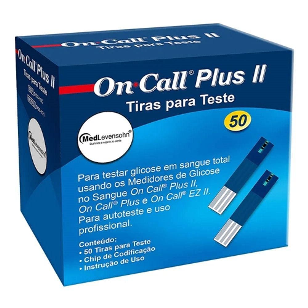 Tiras para Teste de Glicose On Call Plus II Frasco 50 Tiras