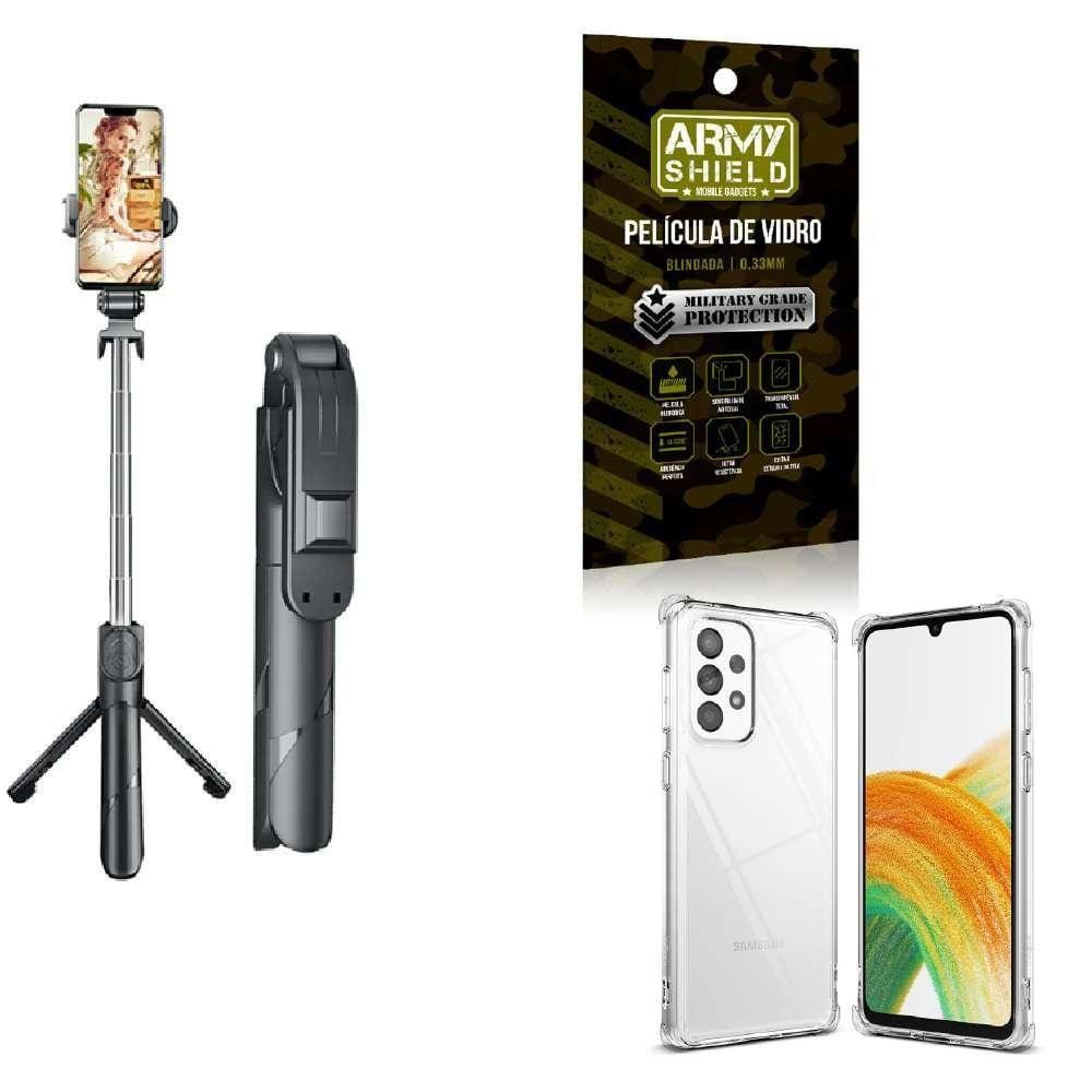 Kit Tripé De Selfie + Capinha Samsung A33 + Película 3D