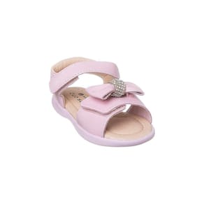 Sandália Infantil Feminina Ortopé Carinhoso Couro Laço Strass Rosa