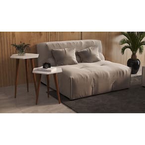 Kit 2 mesas sala Retrô Pés Palito, lateral e apoio Florença cor Off white - Comprar Moveis Em Casa