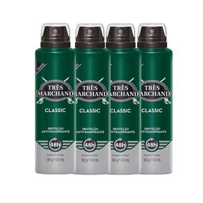 Kit Desodorante Aerosol Très Marchand Classic 150ml - 4 Unidades