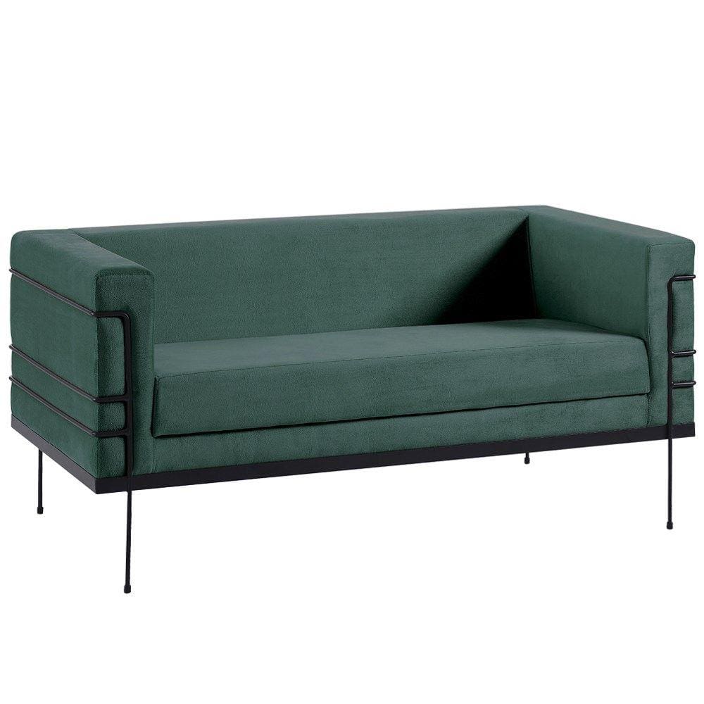 Sofa 2 Lug Base Aço Preto 135 cm 2064X2 Veludo Verde Dmobiliario