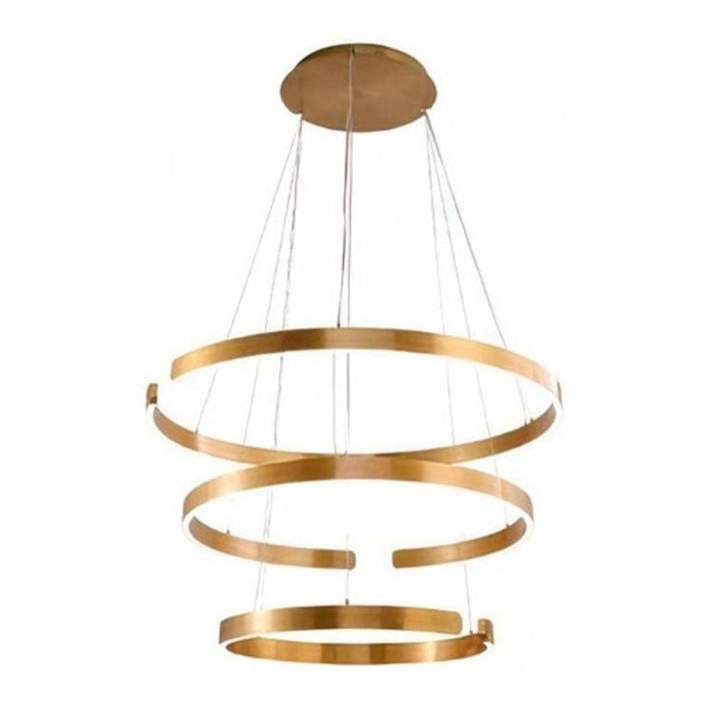 Pendente Taj Mahal 3 Aneis Abertos Dourados Em Led 3000K