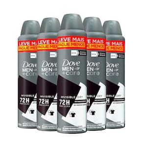 Kit Desodorante Aerosol Dove Men Invisible Dry 250ml - 5 unidades