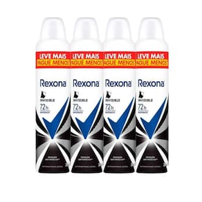 Kit Desodorante Antitranspirante Aerosol Rexona Invisible 72 horas 250ml - 4 Unidades